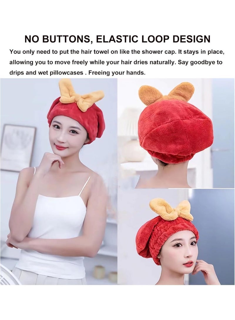 منشفة تجفيف سريع للشعر الممتصة للنساء البنات منشفة الشعر الجديدة من الألياف الدقيقة لف التوربان الجاف لينة ربطة القوس التجفيف منشفة رأس غطاء دش للأطفال (أزرق) - Image 2